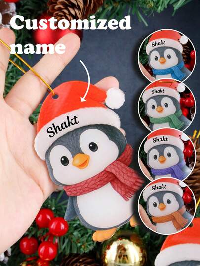 Personalized Penguin Christmas Ornaments, Custom Name Christmas Tree Ornaments, Customized Unique Christmas Decorations, Customizable Christmas Gifts, 2025 Family Christmas Decoration, Christmas, Christmas Party, Acrylic Penguin Ornaments, Gifts For Family, Friends, Friends
