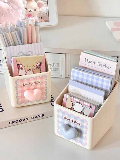 1 stuk 2-compartimenten bureau-penhouder, make-upborstelhouder, cosmetische opbergdoos, minimalistische en multifunctionele organizer voor kantoor, studentenbureau, terug naar school