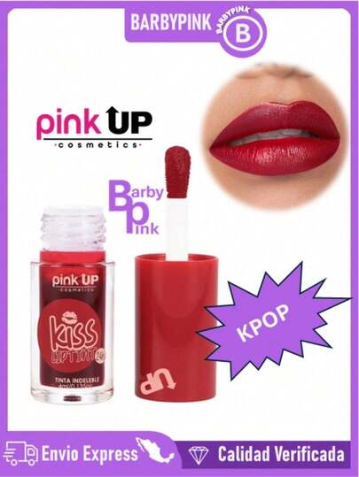 Kiss Lip Tint Pink Up Tinta de Labios Larga Duración Intransferible hasta 24 hrs Alta Pigmentación y Resistencia 6 Tonos Intensos y Sutiles 4 ml ORIGINAL. Tinta larga duracion para labios, mejillas y ojos, tinta Indeleble. Pretty | Beauty | K Pop | Cute | Blossom | Bloom.