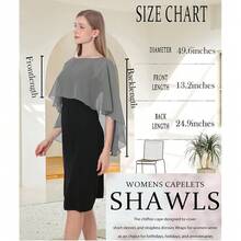 Baoqiya Women's Capelet Shawls And Wraps For Evening Dresses Soft Bridesmaid Shawl Chiffon Cape Wedding Cover Up{"Color_name":"DarkGrey"} - 深灰色 - 查看 5