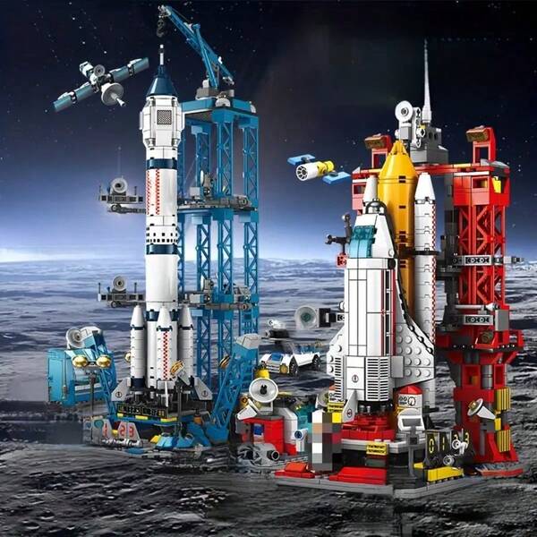 458-521 piezas Modelo de bloque de construcción de cohete y avión, decoración, regalo de vacaciones, regalo de cumpleaños, regalo de Navidad