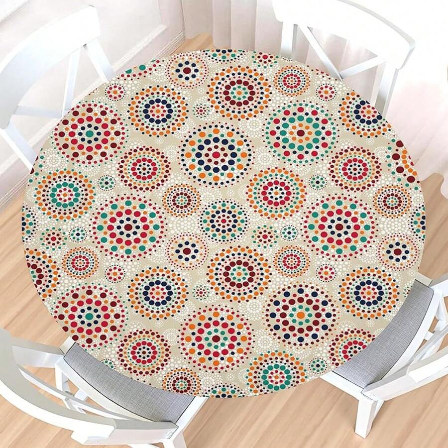 Water-Resistant Round Tablecloth With Elastic Edge For 40-44" Tables - Daily-dots - View 1