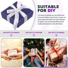 Swpeet 12Pcs Deep Blue 3.5 X 3.5 X 1.2Inch Diamond Pattern Cardboard Jewelry Gift Boxes With Scissors And Polyester Ribbon Assortment Kit Necklace Earring Bracelet Boxes Gift Case For Jewelry Storage