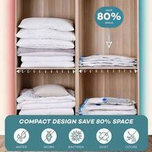 15 Piezas Bolsas de Almacenamiento al Vaco, Bolsas de Vacio con Bomba Manual, Vacuum Storage Bags, Reutilizables Bolsas de Compresin de Ahorro de Espacio para Guardar Edredones, Cobijas, Colchas - 8 - Ver 7