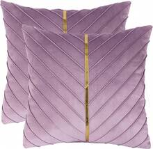 Navy Blue Velvet Throw Pillow Covers 18 X 18 Inch Pack Of 2 With Gold Leather Decor For Couch, Luxury Modern Pillowcases For Living Room, Bedroom Sofa Cushion Bed - 紫色 - 查看 12