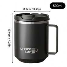 1 pieza Taza de café de acero inoxidable 304 de doble pared de 500 ml con tapa y asa, taza de agua aislada de doble capa portátil resistente a quemaduras, taza térmica sellada para leche y café, vaso, taza para beber de gran capacidad, adecuada para estudiantes y adultos en la escuela, oficina, campamento al aire libre, picnic, viaje