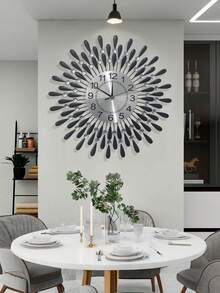 创意满天星挂钟，现代简约，15 英寸 (~38cm)/12.6 英寸 (~32cm)/19.3 英寸 (~49cm)/23.2 英寸 (~59cm) 静音铁艺欧式时钟适用于客厅装饰，需要电池，无滴答声，铁艺轻奢时钟适用于客厅、房间和入口的墙壁装饰。,家居装饰,房间装饰