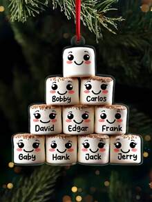 1 pièce Ornement de Noël personnalisé en forme de guimauve pour la famille Ornement de Noël souvenir personnalisé avec nom Mignon couple de guimauves Ornement pour enfants, parents, grands-parents Décoration unique Cadeau de Noël 2025 pour la famille, les amis, les couples et les bien-aimés Décorations de Noël Décoration de chambre Décoration d'automne Décorations de Noël Maison Décoration d'automne Maison Décoration de Noël