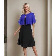 Women's Soft Chiffon Capelets Shawls And Wraps For Evening Wedding Cape Bole Cover Up{"Color_name":"RoyalBlue"} - 皇家藍 - 查看 6