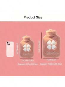 Borsa dell'acqua calda imbottita in PVC con ricamo floreale - Bottiglia riscaldante addominale antiscottatura per donne, ragazze, studenti | Copertura rimovibile e lavabile, compressione termica riutilizzabile per sollievo dalla dismenorrea, forniture per il ritorno a scuola, calore invernale domestico, sollievo dal dolore alle spalle, scaldamani e piedi portatili, senza batterie necessarie, design floreale morbido per comfort a letto