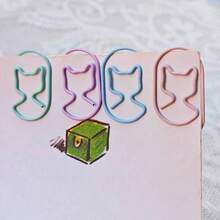 20pcs Cat Shaped Paper Clips In Macaron Colors, Featuring Metal Heart-Shaped Clips Suitable For Student Planners, Message Tags, And Scrapbook Bookmarks,