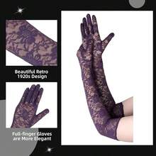 Lace Gloves Women Elbow Length Tea Party Opera Princess Lace Gloves For Women Girls{"Color_name":"Purple"} - 紫色 - 查看 4