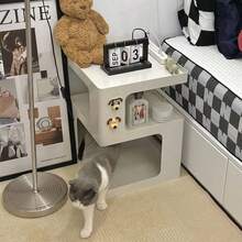 创意黑色塑料边桌，三层储物架，现代设计床头柜，客厅边桌，阳台咖啡桌，无软垫，米色装饰 - 彩色 - 查看 1