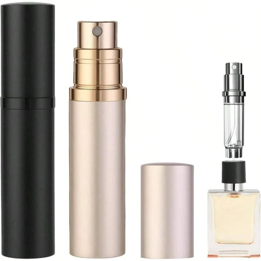 2PCS Perfume Travel Refillable Bottle, Bottom - Filling Fragrances Perfume Atomizer, Empty Cologne Dispenser, Portable Sprayer Pocket Size On Go 5ml Silver, Gold - Đen, Vàng - Xem 1