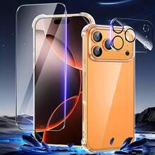 2-In-1 Screen Protector + 1pc Glass Camera Lens Protector, Compatible With IPhone 17 Pro Max 16 15 14 13 12 11 Pro Plus Mini 16e 17Air, Minimalist Style, High-Quality Protective Film, Anti-Scratch Glass, Shock-Proof Cover, For Tech Enthusiasts