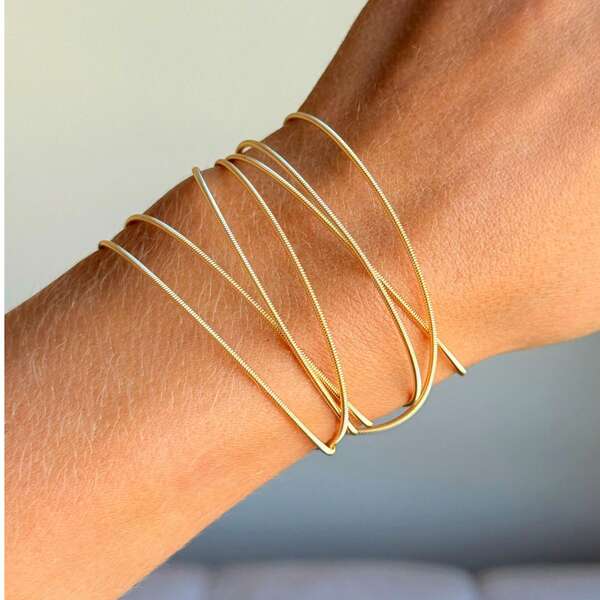 Pulseira Corda de Violão Feminina Prata 925 Fecho Premium Ouro 18k