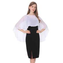 Baoqiya Women's Capelet Shawls And Wraps For Evening Dresses Soft Bridesmaid Shawl Chiffon Cape Wedding Cover Up{"Color_name":"White"} - 白色的 - 查看 5