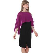 Baoqiya Women's Capelet Shawls And Wraps For Evening Dresses Soft Bridesmaid Shawl Chiffon Cape Wedding Cover Up{"Color_name":"Purple"} - 紫色 - 查看 4