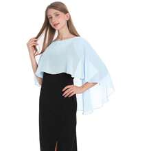 Baoqiya Women's Capelet Shawls And Wraps For Evening Dresses Soft Bridesmaid Shawl Chiffon Cape Wedding Cover Up{"Color_name":"SkyBlue"} - 天藍 - 查看 1