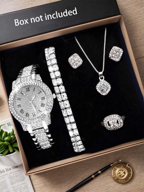 ساعة نسائية موضة كوارتز مكونة من خمس قطع، ذات طراز أنيق للسيدات على البيع الساخن