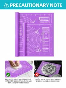 1pc Non-Stick Baking Mat, Dough Rolling Mat, Anti-Stick Pastry Kneading Mat With Scale Markings, EVA Non-Stick Baking Mat, Suitable For Pastry, Baking, Rolling And Kneading, Soft And Rollable, Home Kitchen DIY Baking, Christmas, Kitchen Accessories - Purple - View 7