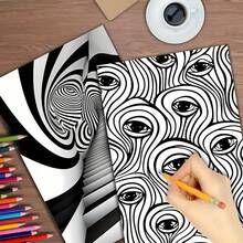 Deluxe 3D Illusion Coloring Book - Thick, Premium Paper, 22 Pages | Fun & Relaxing Art Activity | Perfect Gift For Birthdays & Holidays - Multicolor - View 5
