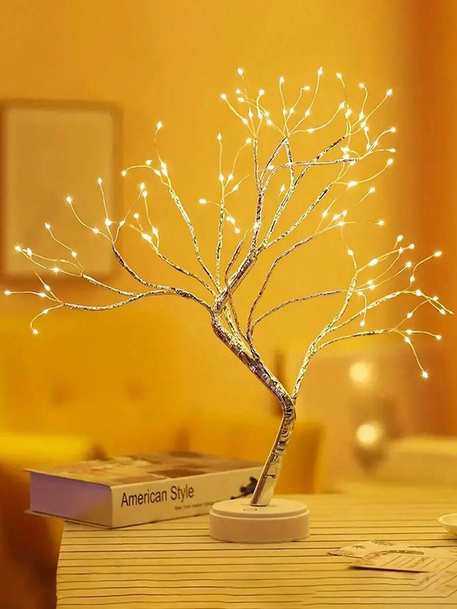1 Stück LED Kupferdraht Baum Licht - USB & Batterie betrieben, warmweißes Licht, USB oder Batterie betrieben (USB-Kabel enthalten, Batterien nicht enthalten), Weihnachts-Innenbeleuchtung, Nachtlicht für Kinderzimmer, Feiertags-Dekoration für Halloween/Weihnachten, Heimdekoration, Wanddekoration, Küchendekoration, Spielzimmer-Dekoration, Party-Dekoration