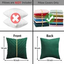 Navy Blue Velvet Throw Pillow Covers 18 X 18 Inch Pack Of 2 With Gold Leather Decor For Couch, Luxury Modern Pillowcases For Living Room, Bedroom Sofa Cushion Bed - 墨綠色 - 查看 8