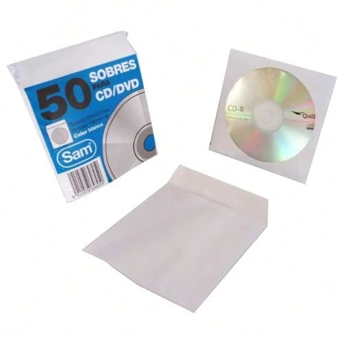 Sam - Confezione da 50 buste bianche per CD - Bianco - Visualizzare 1