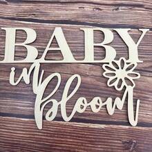 DWooden Baby In Bloom Wall Art Sign For Home Decoration Baby Shower Door Hanging Decoration For Birthday Or Announcement Baptism Backdrop Wall Photo Prop - Gỗ - Xem 6