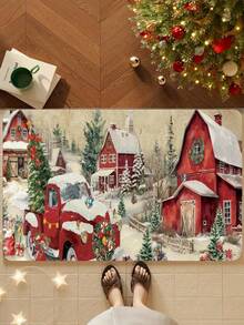1 pieza Felpudo decorativo navideño, alfombra de entrada, alfombra de pasillo, adecuado para decoración navideña en cocina, sala de estar, patio, dormitorio, gran regalo de Navidad