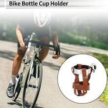 1pc Retro Style Leather Bicycle Cup Holders, Road Bike Coffee Cup Holders, Bicycle Water Cup Holders, Practical Style Leather+Circular+Multi Part Installation+Stable Placement Of Water Cup Bicycle Water Cup Holders, Suitable For Daily Cycling Scenarios