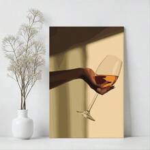 1pc Solid Wood Frame Woman Drinking Wine Poster Canvas, Woman Wall Art, Abstract Art, African American 2 Theme Canvas Posters & Prints, Large Canvas Wall Art, 2D Flat, Easy Hang Tabletop Or Wall Display, For Halloween, ChristmasGifts, Bedroom, Living Room, Decoration Ready To Hang - Nhiều màu - Xem 1