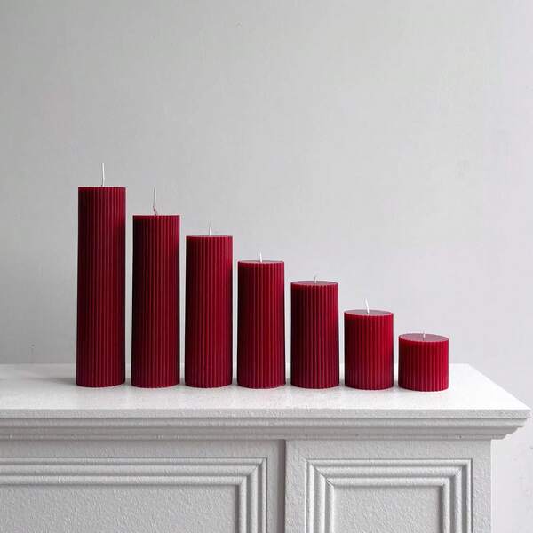 5-20cmMultiple Wine Red Aromatherapy Candles Center Decoration, Gear Cylinder, Christmas Tree Home Decoration Candles, Christmas Slender Candles, Suitable For Christmas Gift Decoration, Women's Gifts, Close Friend Gifts, Winter Gifts, Christmas Decorations, Christmas Gifts