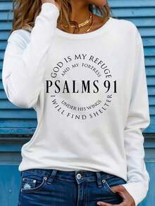 Women I Sought Lord Religious Long Sleeve Tee, Bold Inspirational Verse Print Soft Breathable Casual Faith Top Ideal Christian Gift Daily Wear - 白色 - 查看 5