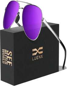 LUENX Aviator Sunglasses For Men Women Polarized - UV400 Protection, Stylish Shades, Driving, Outdoor Activities - ColorI - 查看 7