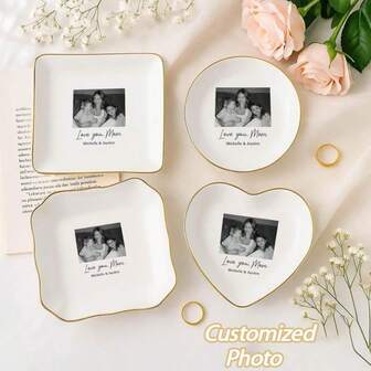 Personalized Photo Trinket Tray For Mom, Custom Ring Dish For Mother From Children, Mom Gifts On Mother's Day, Jewelry Holder For Mom,Utilitarian Chic