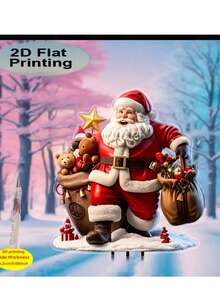 Estaca de jardín de Papá Noel de acrílico 2D con barba blanca - Mejor decoración navideña para el patio, sin batería, decoración navideña para el jardín - Multicolor - Ver 7