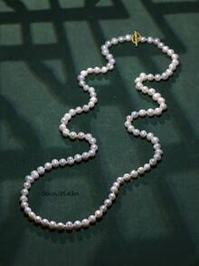 1 Stück Damen Mode eleganter asymmetrischer Perlenkette mit Doppelschicht Lässig Langarm Pullover, geeignet für die Hochzeitssaison