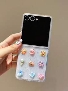 1pc Fashionable And Simple Drop Glue Ocean Element Folding Phone Case, Can Protect And Prevent Falling: Galaxy Z Flip 3/Z Flip 4/Z Flip 5/Z Flip 6/Z /Galaxy Z Flip7 FE