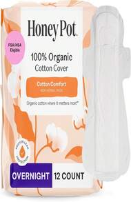The Honey Pot Company - Sanitary Pads For Women - Non-Herbal Regular Flow W_Wings - Organic Cotton Cover &Amp; Ultra-Absorbent Pulp Core - Feminine Care - 20 Ct - ColorA - 查看 1