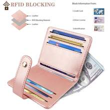 Slim Bifold Wallet RFID Credit Card Wallet Glitter Leather Small Cute Card Holder For Women, Rose Gold{"Color_name":"GlitterRoseGold"} - 多色14 - 查看 4