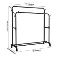 Senmeo Metal Twin Rod Clothes Rack 150-Lb Heavy-Duty Capacity, Portable With Wheels/Shelves/Hooks, Easy Assembly Space-Saving, Fit For Mall/Home Closet Storage - màu đen - Xem 9