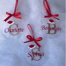 Ornament de Crăciun personalizat, din acrilic transparent, cu inițială/nume, un cadou minunat pentru familie, prieteni, colegi, angajați și multe altele! - Multicolor - Vizualizare 5