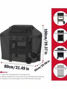 1pc Grill Cover, Multi-Size Options, ICOVER Waterproof BBQ Gas Outdoor Grill Cover For Small Gas Grill, Polyester Easy Open/Close, Dust-Proof & Fade-Resistant, Adjustable Hem Drawstring, Black, Suitable For Weber, Char-Broil, Nexgrill And More