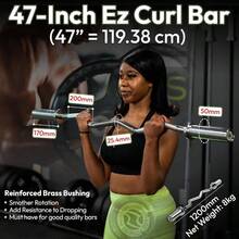 EZ Curl Bar U2013 47 Inch, 2 Inch 17lbs Alloy Steel With Nylon Bushings EZ Bar With 400lbs Capacity U2013 Home Gym Curling Bars Weightlifting Other Upper Lower Body Movements