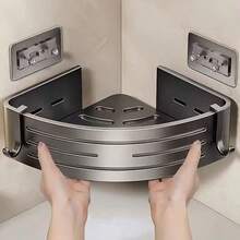 1pc Bathroom Corner Shelf Triangle Basket Wall Mounted Shower Gel Storage Rack, Home & Bathroom Use