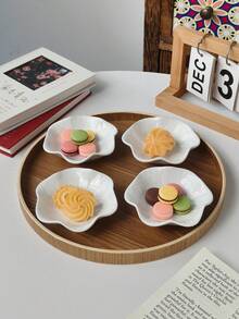 1pc/2pcs/4pcs Set French High-End White Ceramic Petal Dessert Plate, Thickened Petal Dessert Plate, Personalized Dried Fruit Snack Plate, Living Room Guest Fruit Small Plate, Household Refined Dipping Sauce Dish, Suitable For Restaurant, Dessert Shop, Living Room - White - View 10
