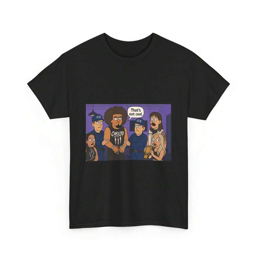 Camiseta ICE Raid, Camisetas de Lucha Divertidas, Camiseta Carlito Día del Juicio, Cultura Pop - Negro - Ver 1