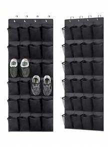 1pc Over The Door Shoe Organizer Hanging Closet Holder Hanger Storage Bag Rack With 24 Large Mesh Pockets - Multicolor - View 1